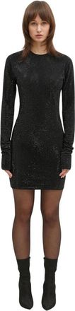 VETEMENTS Iced-Out Longsleeve Mini - Dames - Feestkleedjes - Zwart - M - Katoen - Kleedjes