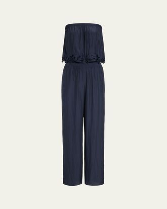 Ramy Brook Christiana Smocked Embellished Strapless Jumpsuit
