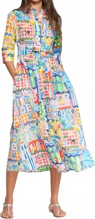 Vilagallo Printed Capri Midi Dress In Multi