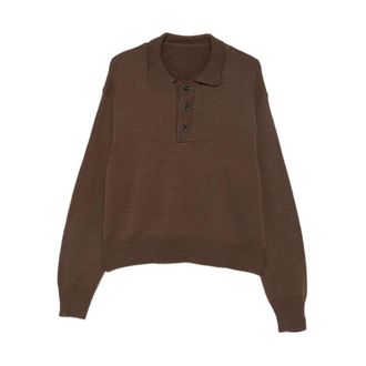 Nine In The Morning Polo Oscar met knoopsluiting - Heren - Truien - Bruin - Maat: M Zijde