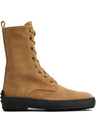 Tod's Tods Stivali Gommino Stringati in Pelle