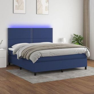 vidaXL Vidaxl - Cama Box Spring Colch&oacute;n Y Luces Led Tela Azul 180x200 Cm