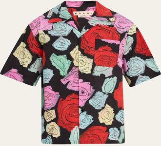 Marni Mens Medium Roses Camp Shirt