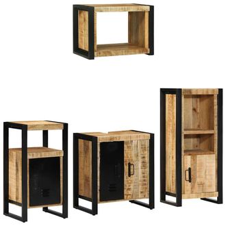 vidaXL Juego De Muebles De Ba&ntilde;o 4 Uds. Marr&oacute;n Y Negro 55 X 35 X 60 Cm Vidaxl