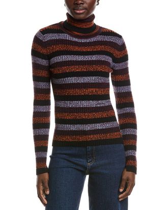 Ganni Sprayed Merino Wool Rib Open Back Sweater