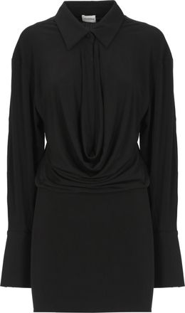 Andamane Black Draped Mini Dress