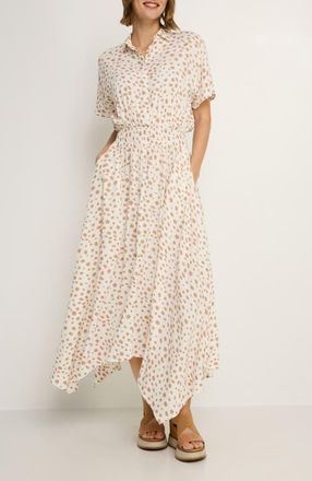 Lascana Womens Printed Shirt Collar Dress in Ivory & Taupe at Nordstrom, Size 14