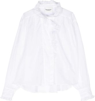 Isabel Marant Pamiala ruffle-trim blouse - women - Cotton - 40 - White