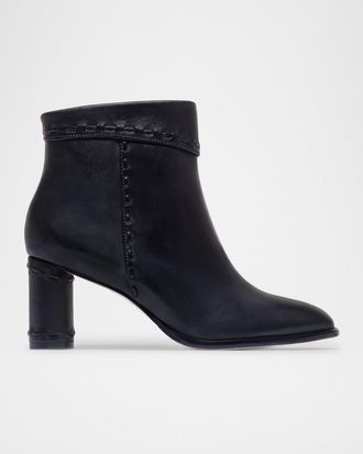 Bernardo Gene Whipstitched Leather Ankle Boots