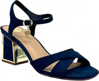 Ex&eacute; Womens Mina-190 Cross-Strap Block Heel Sandal In Navy
