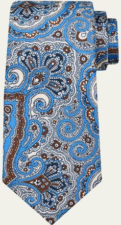Kiton Mens Large Paisley Silk 7-Fold Tie