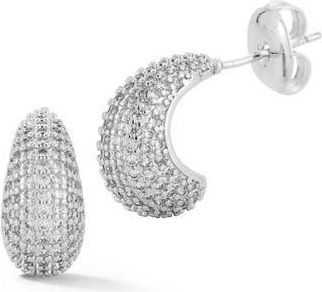Glaze Jewelry Pav&eacute; Cubic Zirconia Huggie Hoop Earrings in Silver at Nordstrom Rack