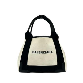 Balenciaga Black Ivory Canvas Leather Handbag Pouch Tote Bag (Pre-Owned)