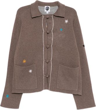 YanYan Knits Cardigan con ricamo - Marrone