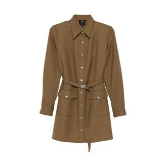 A.P.C. Shirt Dresses, female, Green, Size: XS Belted Pocket Shirt