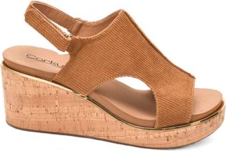 Corkys Footwear Womens Carley Wedge Sandal In Chestnut Corduroy