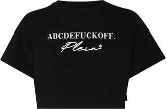 Philipp Plein Crop T-shirt Round Neck SS Signature