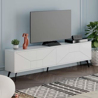 Decortie Dune Modern TV Unit Multimedia Centre 180cm in White | Size: 2 Pack