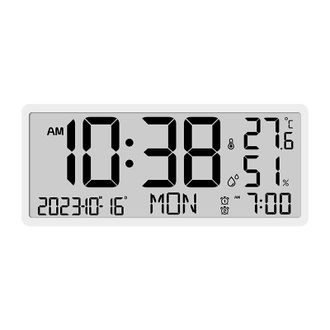 OEM Reloj De Pared Digital Blanco Que Muestra La Hora, La Fecha, La Temperatura Interior Y La Humedad