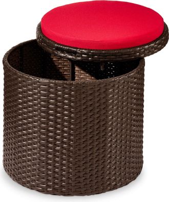 Best Choice Products Round Wicker Ottoman, Multipurpose Furniture w/ Removable Cushion, Steel Frame