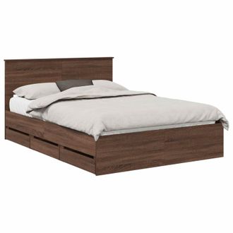 vidaXL Estructura De Cama Roble Marr&oacute;n 135 X 190 Cm Madera Ingenieril Vidaxl