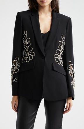 Cinq &agrave; Sept Cheyenne Rhinestone Paisley One-Button Blazer in Black at Nordstrom Rack, Size 2