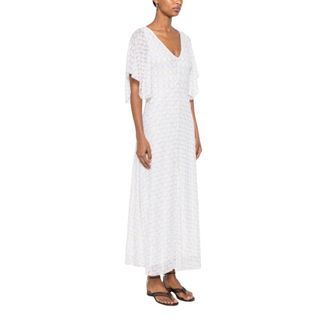 Missoni Long dress with V-neck in zigzag lam&eacute; viscose - female - Missoni - Maxi Dresses - White - 2XS - Dresses