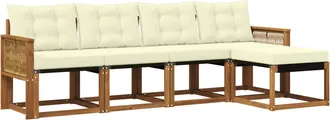 vidaXL Conjunto De Sof&aacute;s De Exterior 5 Uds. Natural Y Crema Vidaxl