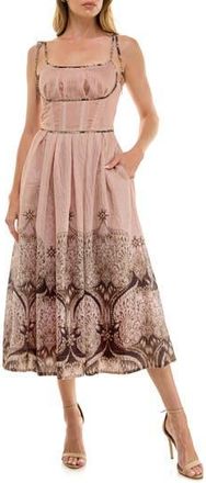 Socialite Corset Midi Sundress in Peach/Brown at Nordstrom Rack, Size X-Small