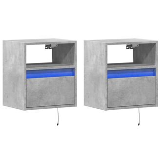 Berkfield Home TV Wall Cabinets with LED Lights 2 pcs Concrete Grey 41x31x45 cm | Size: 41 x 31 x 45 cm