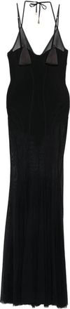 Elisabetta Franchi Sheer-panelled Pleated Maxi Dress