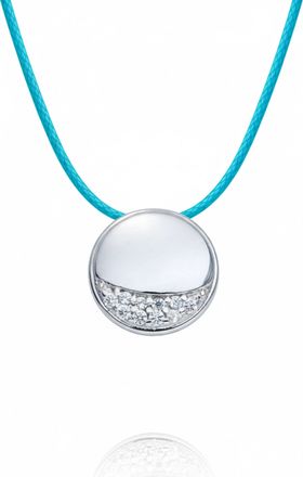 Liv Oliver 18K White Gold Plated White Sapphire Half Moon Turquoise Necklace