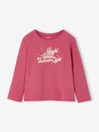 Vertbaudet M&auml;dchen Langarmshirt BASIC mit Recycling-Baumwolle himbeer