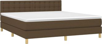 vidaXL Cama Box Spring Con Colch&oacute;n Tela Marr&oacute;n Oscuro 180x200 Cm Vidaxl