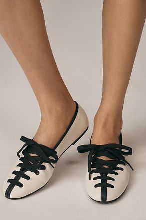 Maeve Contrast Lace-Up Ballet Flats