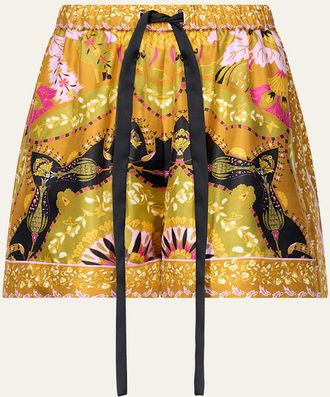 Diane Von F&uuml;rstenberg Delfine Floral-Print Silk Shorts