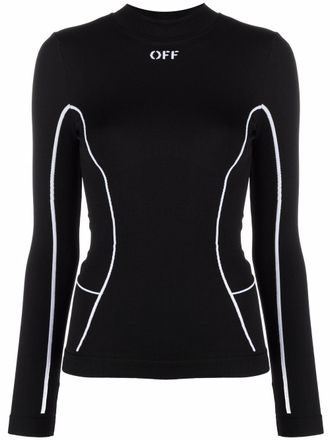 Off-white long-sleeve performance T-shirt - women - Polyamide/Spandex/Elastane - L/XL - Black