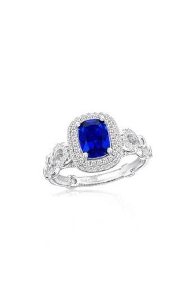Suzy Levian Cubic Zirconia Engagement Ring in Blue at Nordstrom Rack, Size 8.5