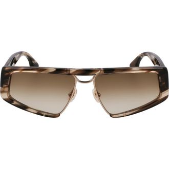 Victoria Beckham Classic Logo 57mm Gradient Modified Rectangular Sunglasses in Striped Khaki at Nordstrom Rack