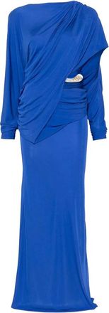 CHRISTOPHER ESBER Blauwe Gedrapeerde Asymmetrische Zoom Jurk - Dames - Maxi kleedjes - Blauw - 2XS - Kleedjes