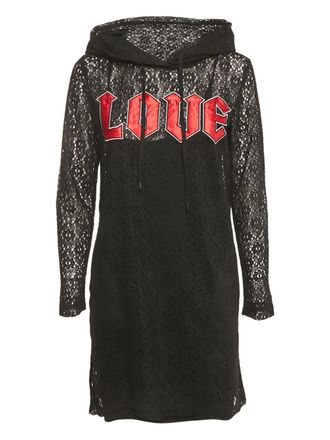 Love Moschino Appliqu&eacute; hooded dress - Black