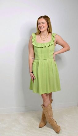 Sadie & Sage Soft Summer Dress In Celery Green