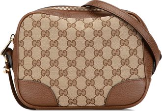 Gucci Pre-owned Womens Gg Supreme Camera Bag Crossbody - Tan Textile - One Size