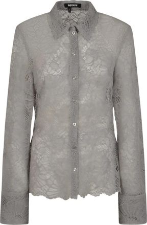 Rotate Flower Mesh Shirt - Dames - Overhemden - Grijs - XS - Polyester - Overhemden