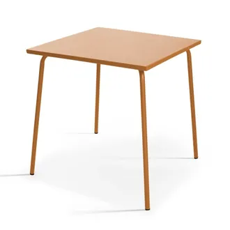 Oviala Mesa de jard&iacute;n cuadrada de metal acero caramelo 70cm