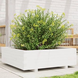 vidaXL Jardinera De Madera Maciza De Pino Blanca 80x80x26,5 Cm Vidaxl