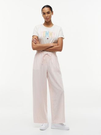 Tommy Hilfiger Womens Lightweight Linen-Blend Pull-On Pant - Pink Shade - XXL