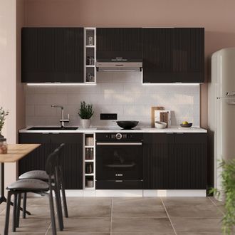 Vicco Mueble De Cocina Fame-line, Negro A Rayas/blanco, 235 Cm, Et Antracita, Vicco