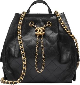 Chanel Current Season Medium Black Calf Leather Hobo With Receipt Size M