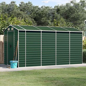 vidaXL Cobertizo De Jard&iacute;n Acero Galvanizado Verde 191x385x198 Cm Vidaxl